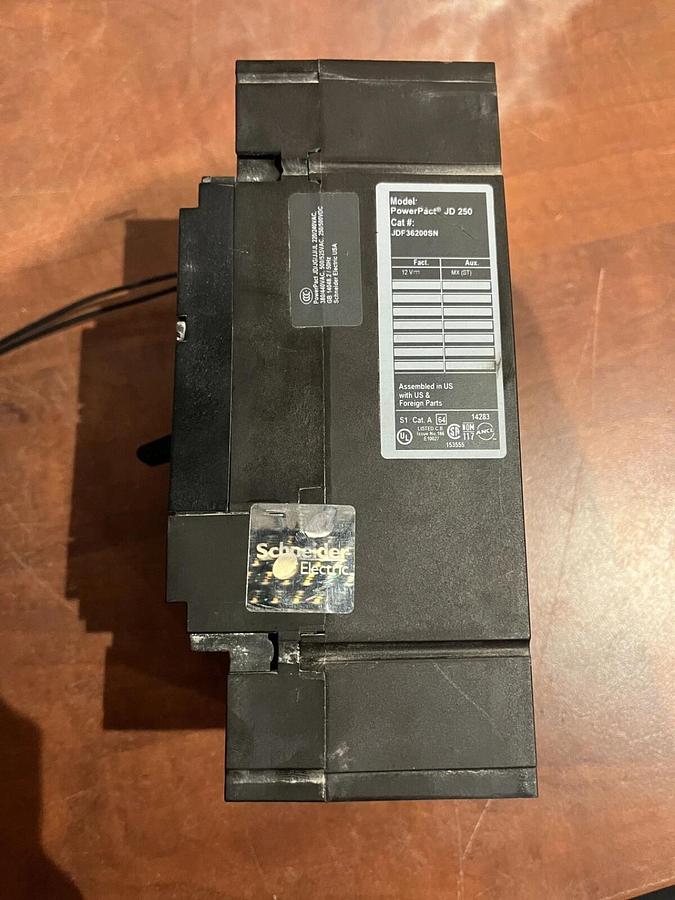Used Used 200A Square D PowerPact JD250 JDF36200SN Circuit Breaker - P/N: Y0601808833