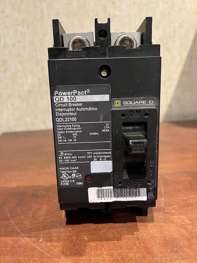 Used 100 Amp Square D PowerPact QD100 Circuit Breaker - QDL22100