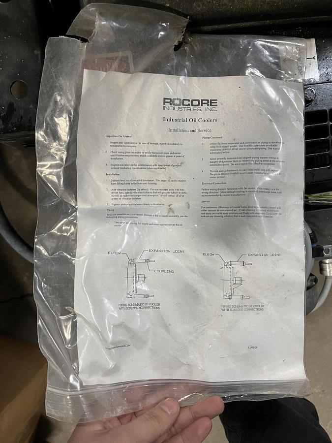 Used Used Rocore Industrial Oil Cooler w/ Fan and Motor - P/N: AB129