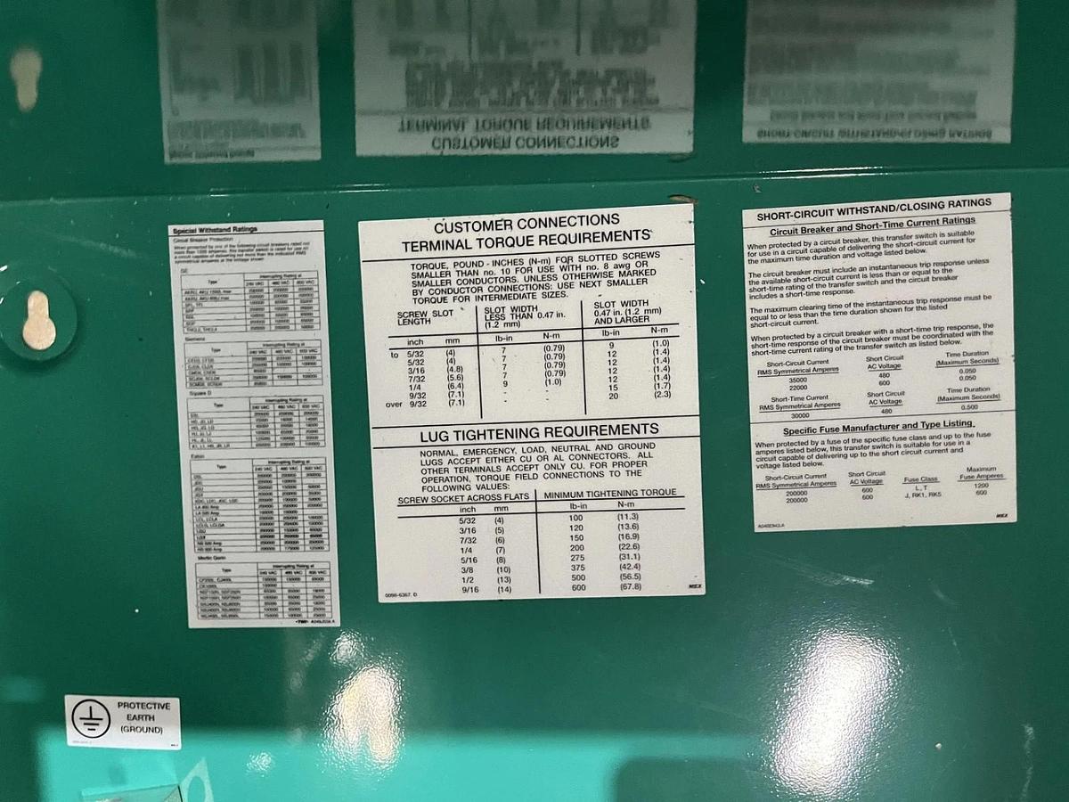 Used 400 Amp 480VAC OHPCC Spec. A Automatic Transfer Switch - S/N: L17M293311