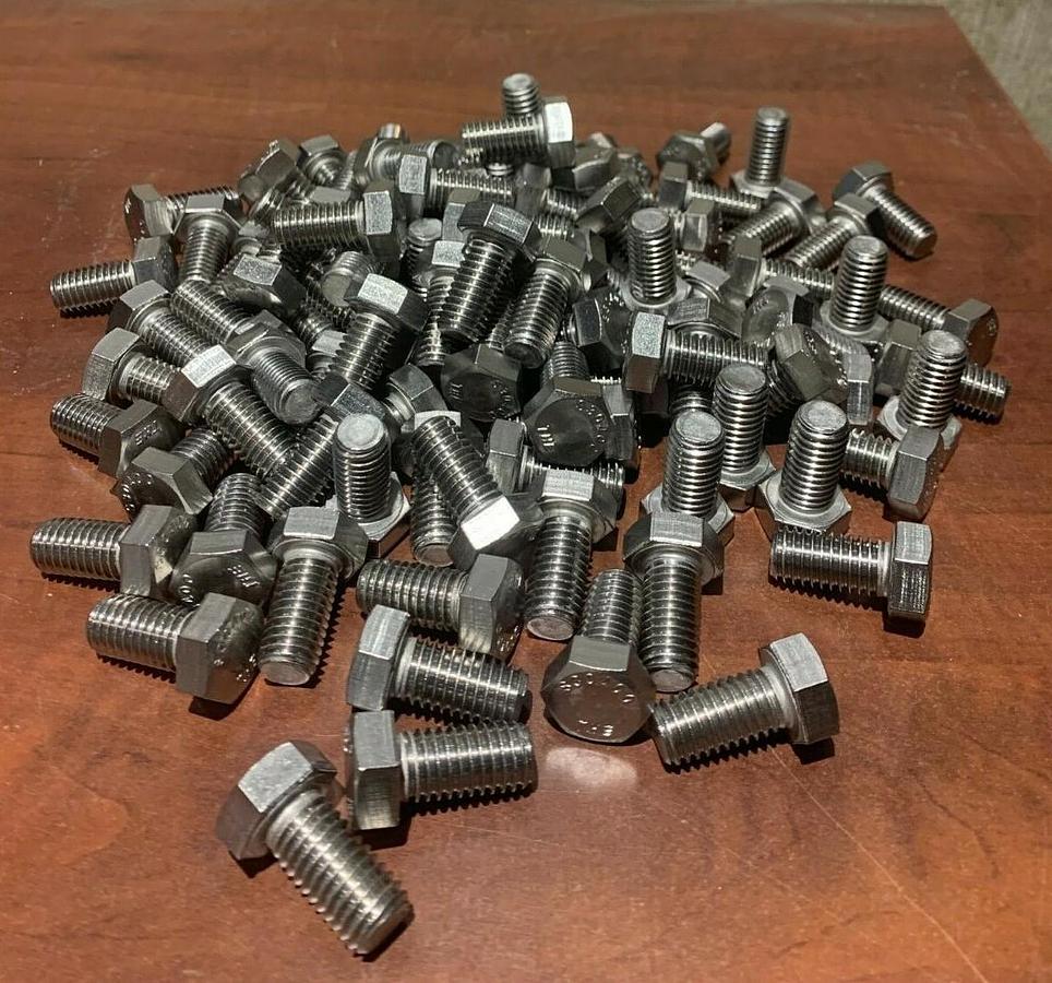 Used (100 Pack) Stainless Steel Hex Bolts - 1/2" x 1" Long | P/N: 1-H-50C-100