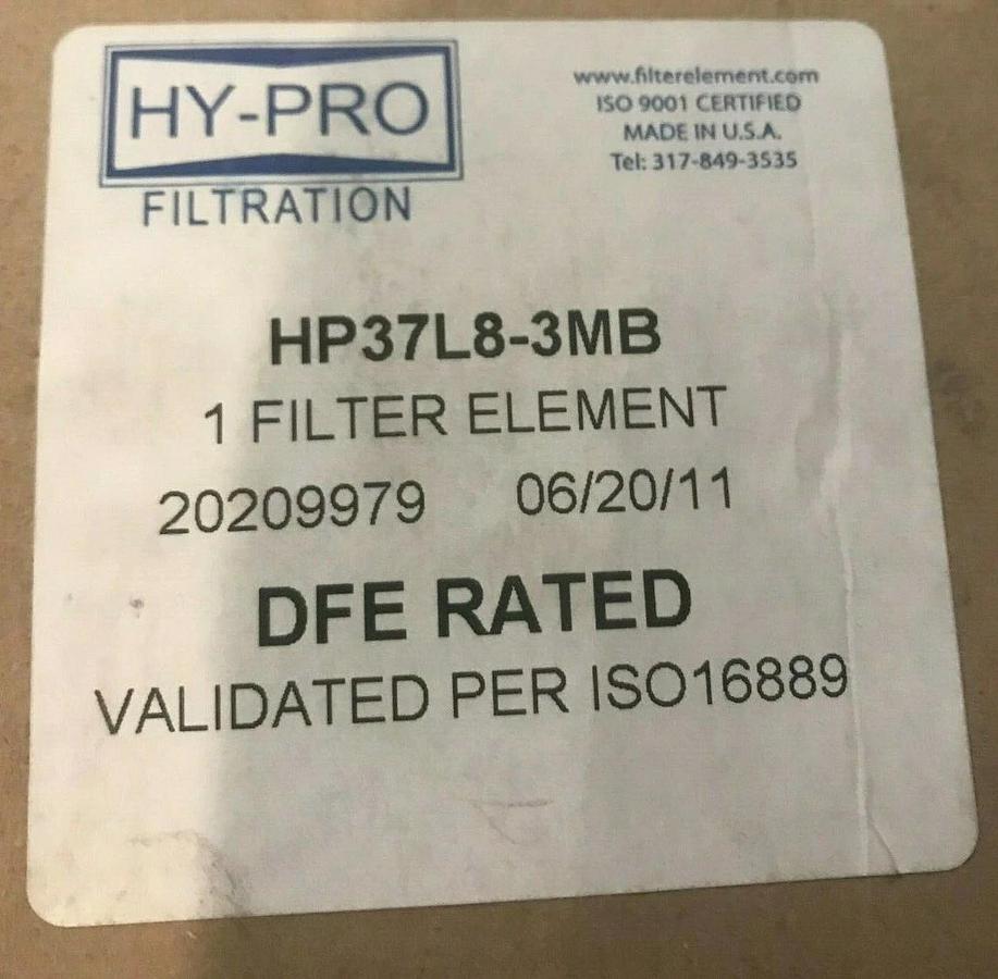 Used Hy-Pro Filtration HP37L8-3MB HP37L83MB Hydraulic Filter