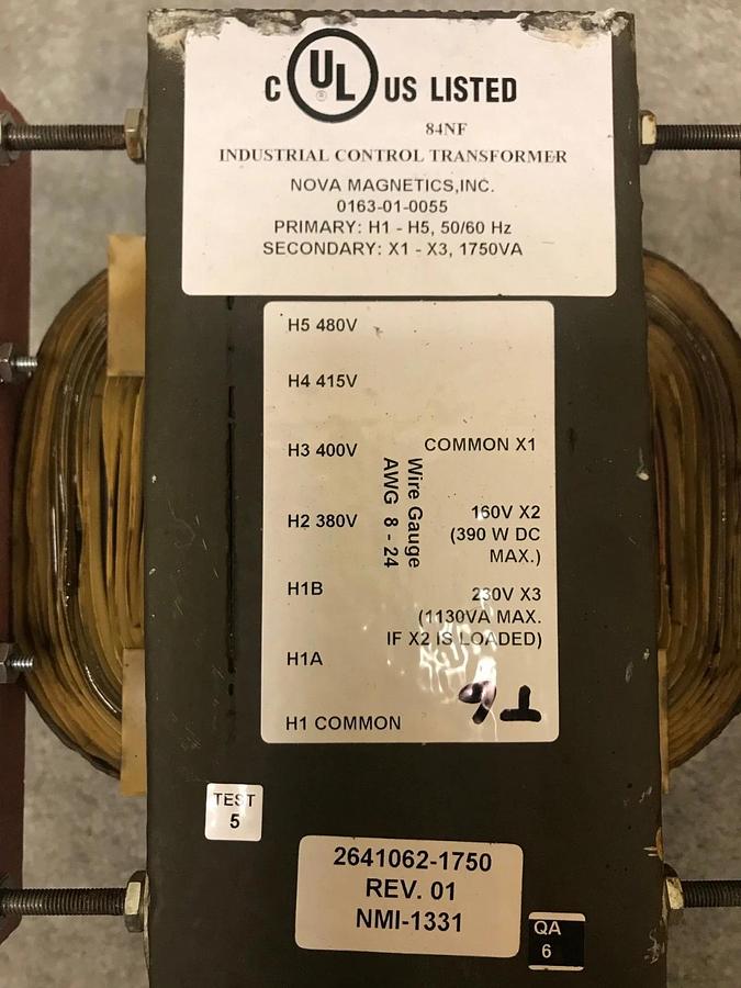 Used 1750VA Nova Industrial Control Transformer | 0163-01-0055