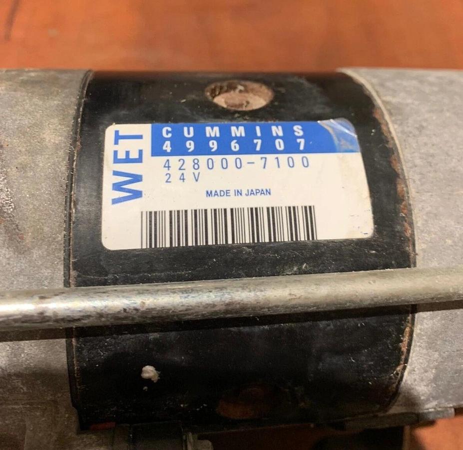 Used Used 2018 Genuine OEM Cummins QSB7-G9 24V Starter 4996707 | WET 428000-7100