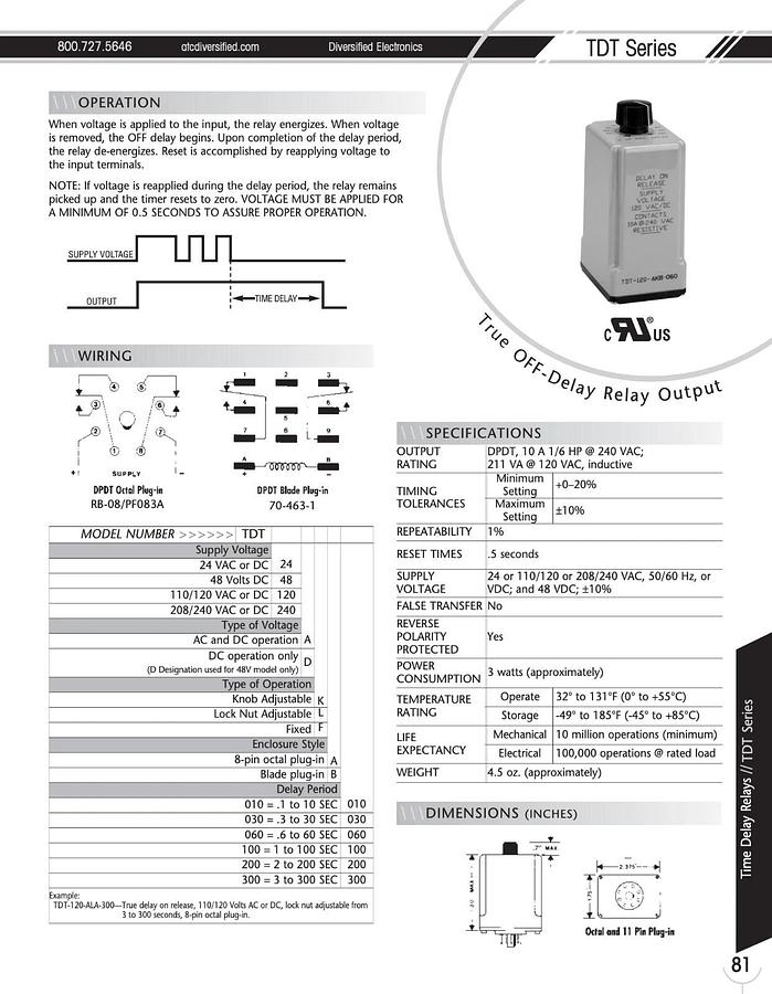 Used Diversified Electronics Time Delay Relay | 24VAC/DC