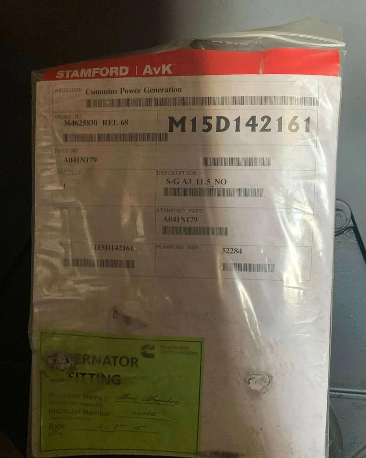 New 204kW Stamford UCI274H1 Alternator P/N: A041N179 | Cummins C150-D6R 480/600V