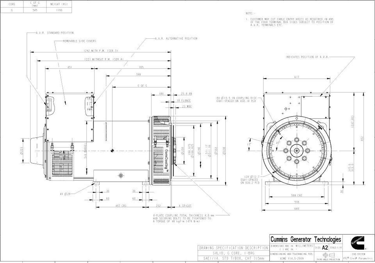 Stamford | S4L1D-G41 | 450kW | Winding 311 | 208V Re-connectable | SAE 1/14 | MX341 | PMG