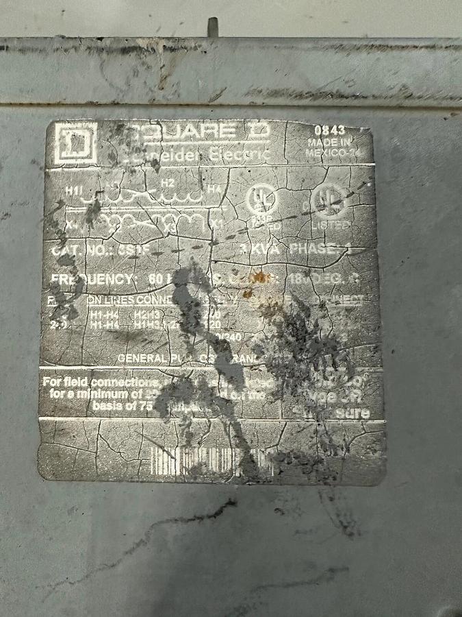 Used Square D 3S1F 3kVa Industrial Control Transformer