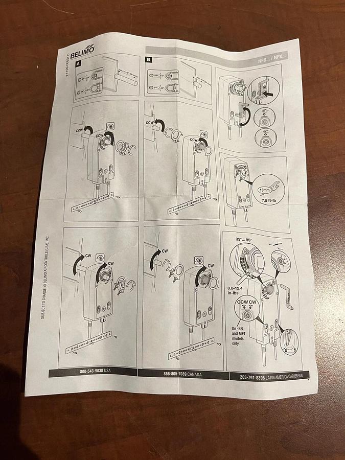 Belimo 90 in-lb Spring Return Damper Actuator - P/N: NFB24