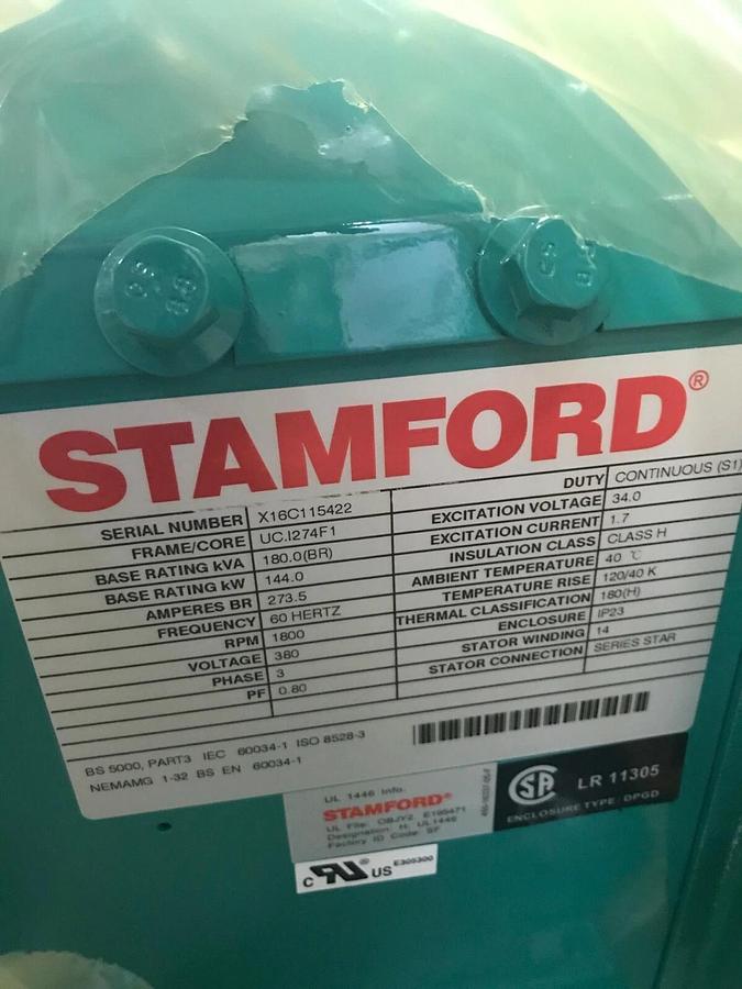 Used New 144kW Stamford Alternator UCI274F1 208V/380V | P/N: 0200-3237-44
