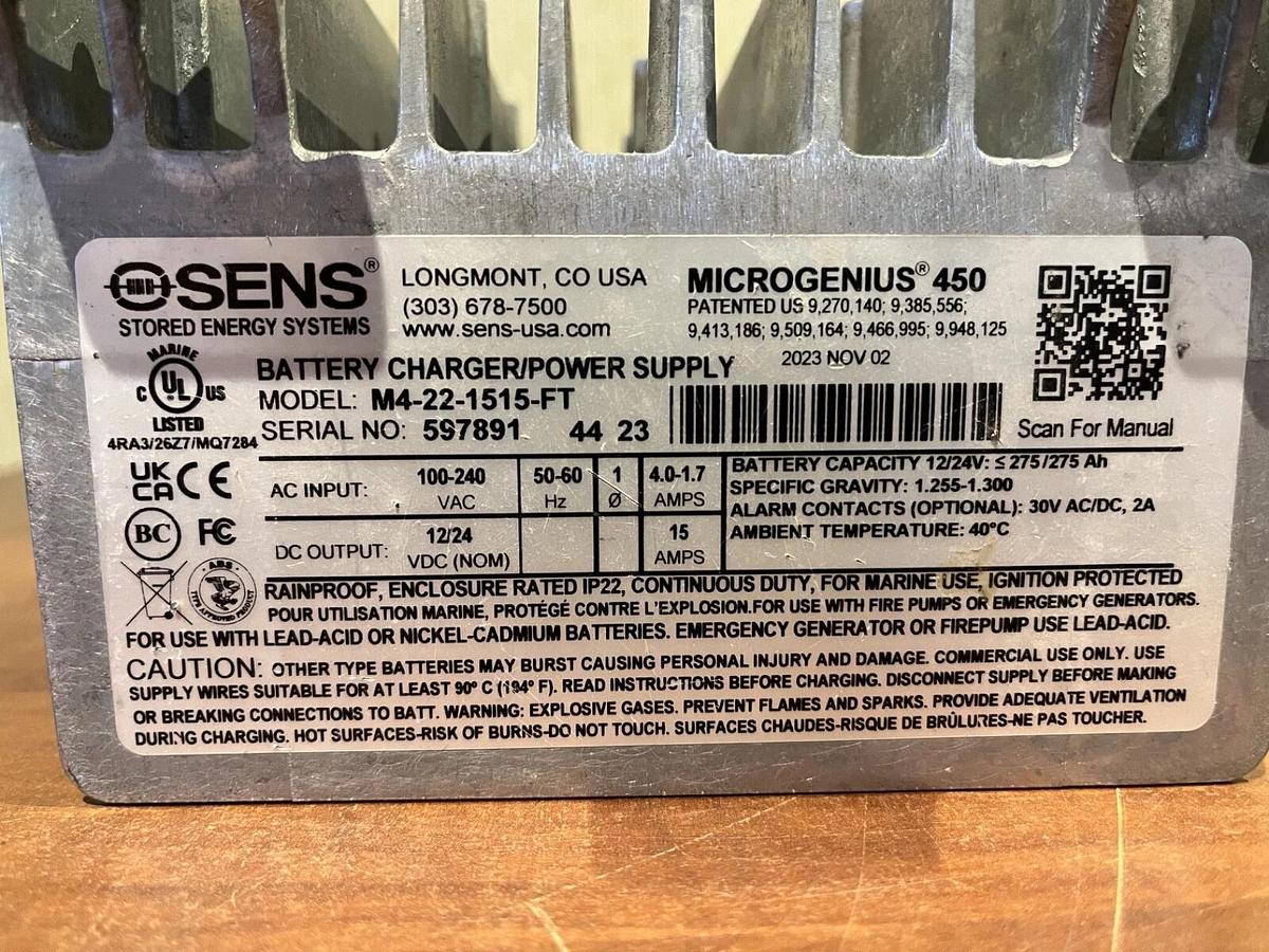 New Sens MicroGenius 450 M4-22-1515-FT Battery Charger - S/N: 5978914423