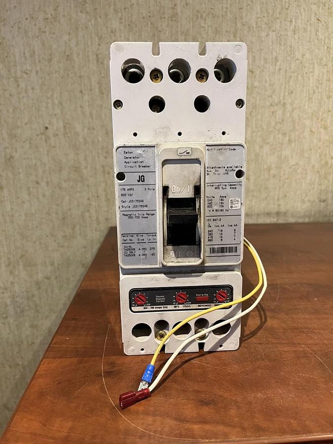 Used Used 175 Amp 3 Pole Eaton JG3175S46 Circuit Breaker - From Wacker G50 Generator