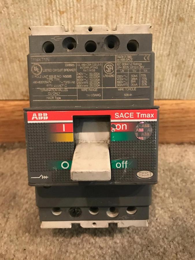 Used 90 Amp ABB Sace Tmax T1N Circuit Breaker | 600V, 3 Pole, 60Hz