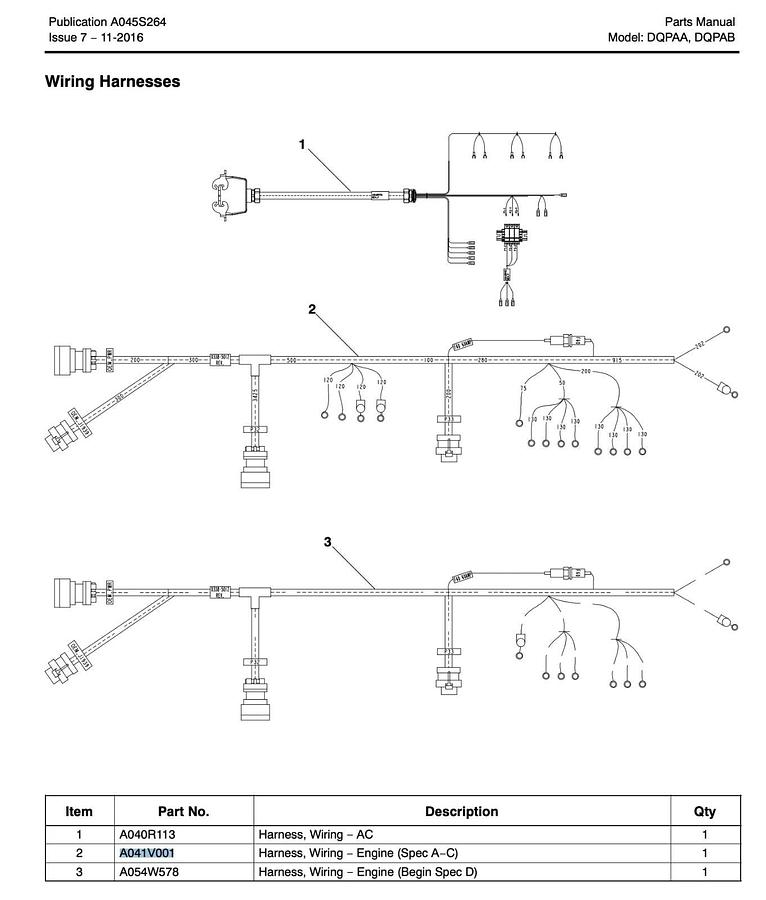 Cummins DQPAA DQPAB Generator OEM Engine Wiring Harness | P/N: A041V001