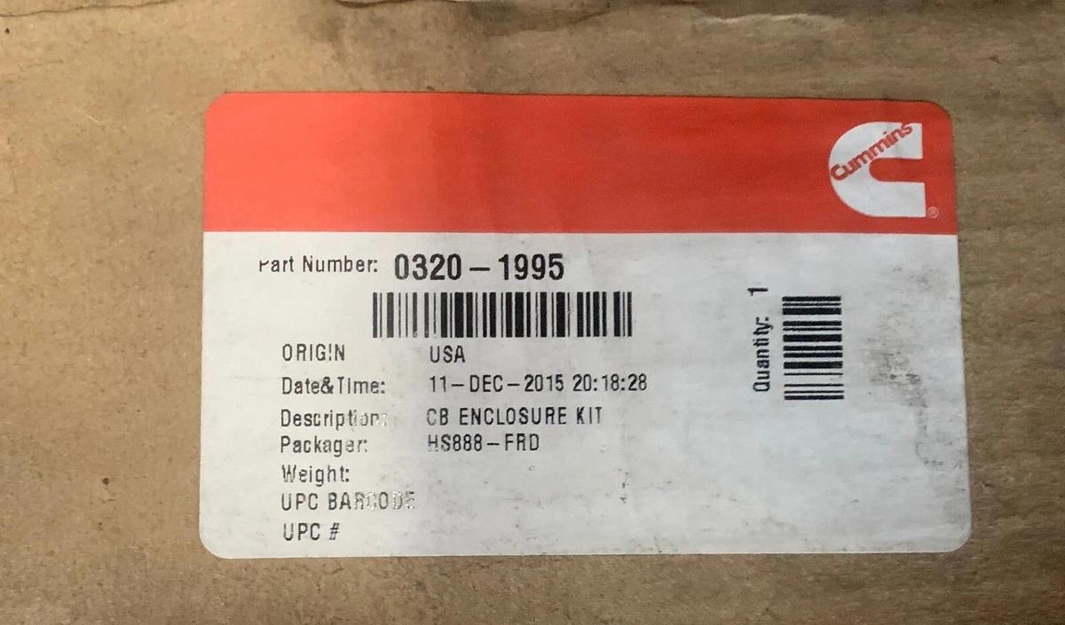 Used Cummins Circuit Breaker Enclosure/Box/Cabinet Kit | PN: 0320-1995 / 320-1995