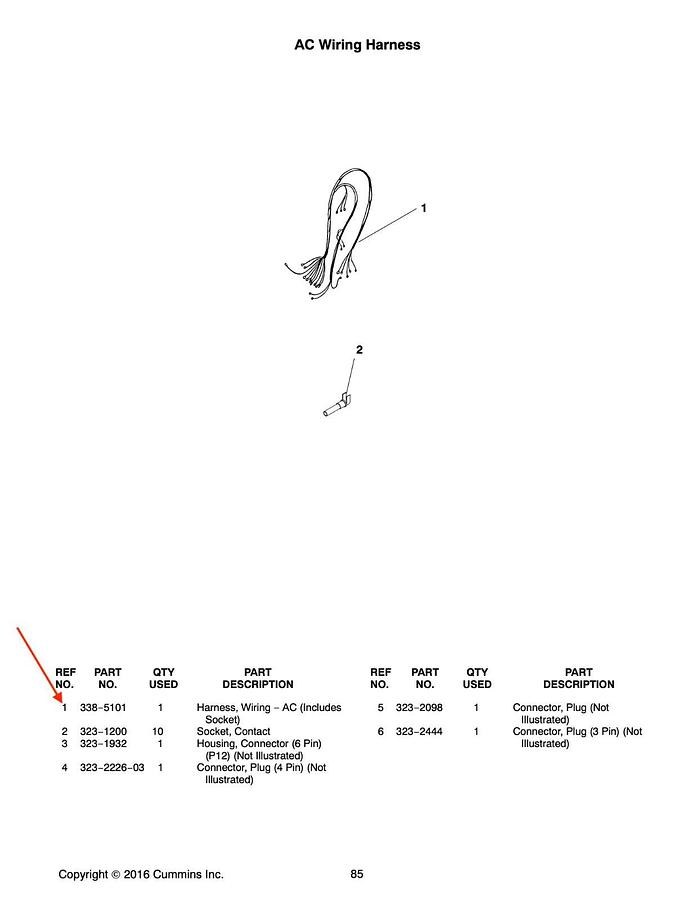 Used Cummins AC Wiring Harness DSKBA | P/N: 338-5101 0338-5101