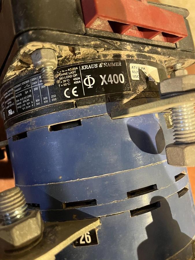 Used Kraus & Naimer X400 400A 600VAC Voltage Selector Switch - P/N: A041W640