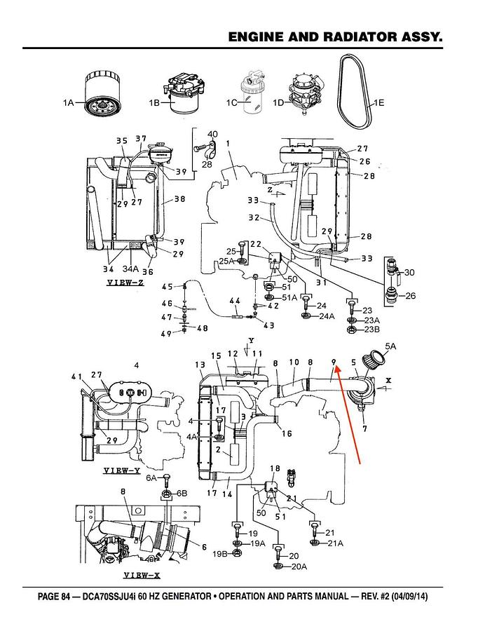Used Multiquip MQ Power Air Cleaner Hose (JP) DCA70SSJU4i | P/N: M2374100003