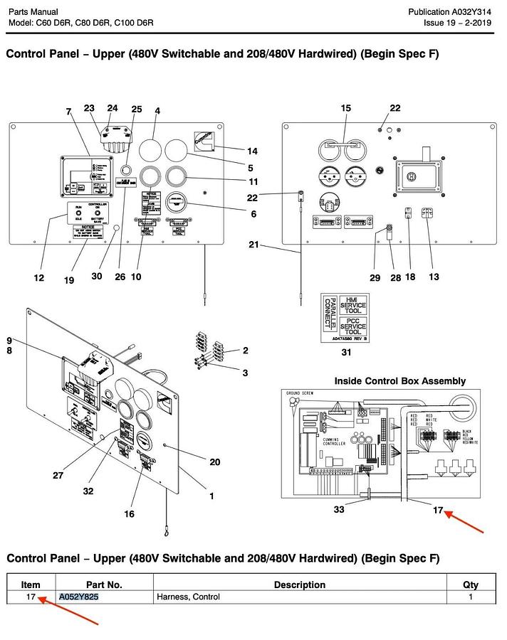 Used New Genuine Cummins OEM Wiring Harness C60D6R C80D6R C100D6R | P/N: A052Y825