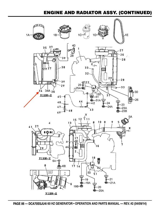 Used Multiquip Radiator/Intercooler DCA70SSJU4i | MQ Power P/N: Y0602012901