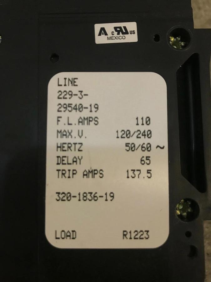 Used 110 Amp Sensata AirPax Circuit Breaker | Cummins P/N: 320-1836-19