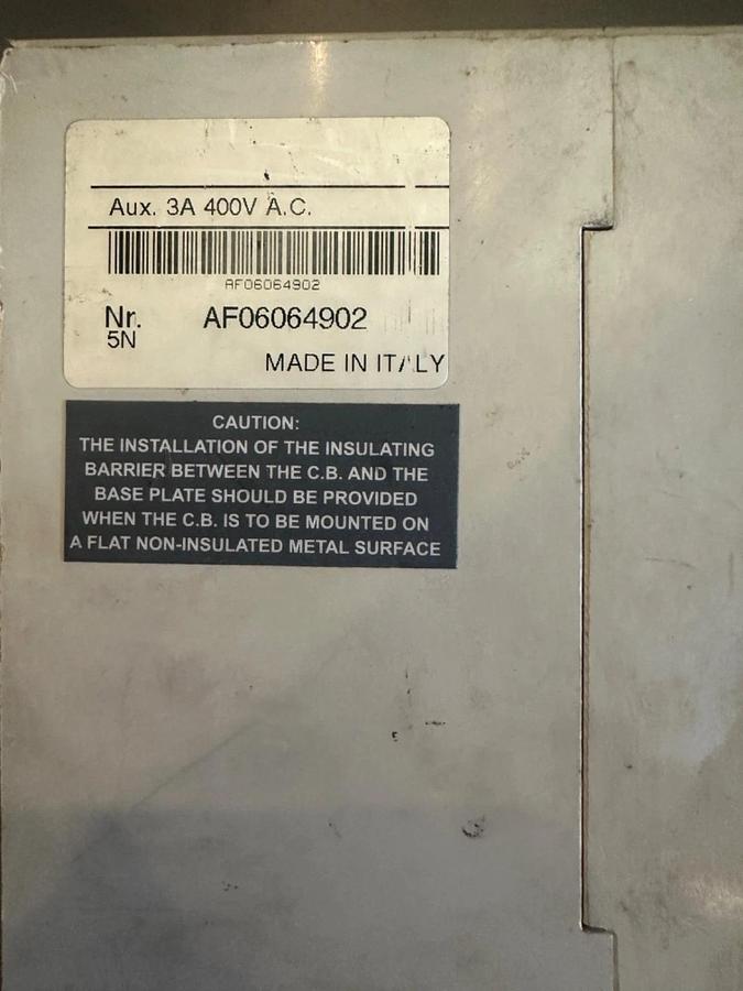 Used ABB Sace S5N Circuit Breaker 400 Amp - AF06064902