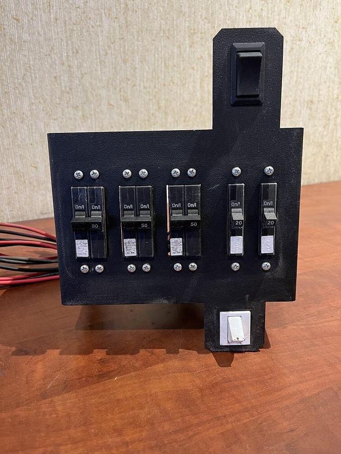 Used Circuit Breaker Bracket from Generac MMG45IF4 with Breakers and Rocker Switch