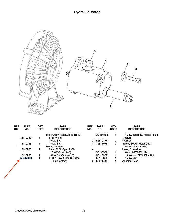 Used New Genuine OEM Onan Cummins RBAB Hydraulic Pulse Pickup Motor P/N: A048V460