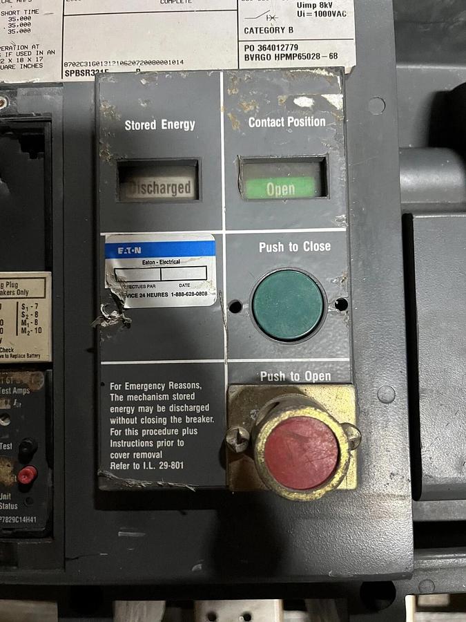 Used Used Cutler-Hammer 2000 Amp 3 Pole SPB65 Circuit Breaker - SPBSR321F-B