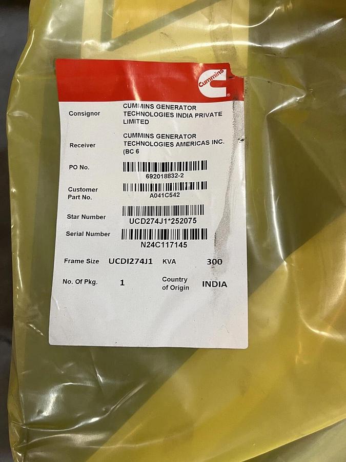 Used New 240kW (300kVA) Cummins / Stamford UCDI274J1 Alternator - P/N: A041C542
