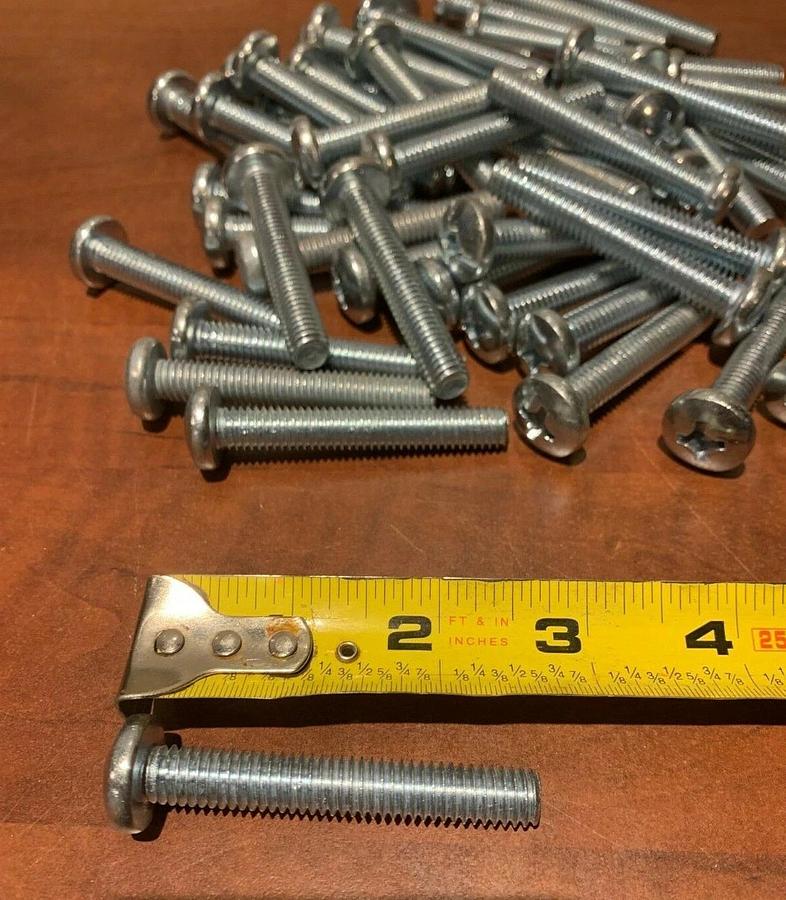 Used (50 Pack) 3/8"-20-2-1/2" Long Steel Phillips Machine Screws Coarse Thread