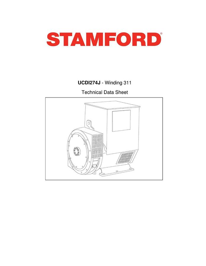 Used New 240kW (300kVA) Cummins / Stamford UCDI274J1 Alternator - P/N: A041C542