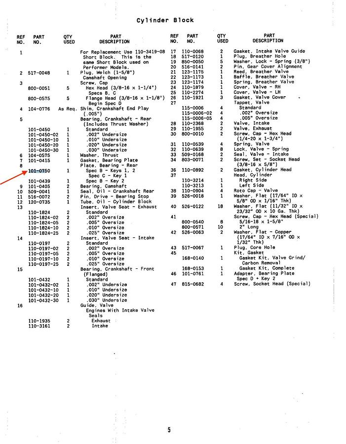 New Genuine OEM Onan Bearing Plate Assy for B Series Engines | P/N: 101-0750