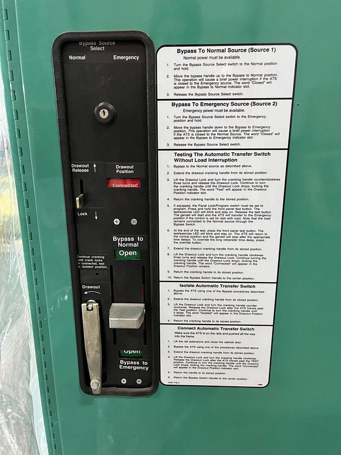 225 Amp 480VAC Cummins BTPCB Spec. A Automatic Transfer Switch - S/N: I21M978608