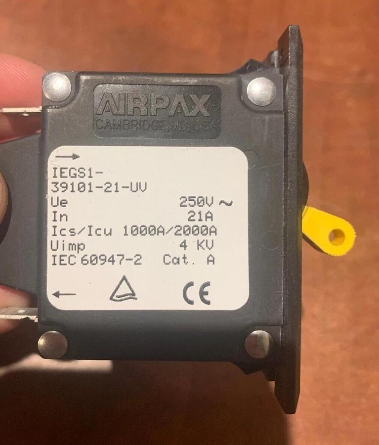 Used New Cummins 2.5HGJBB-1126A Circuit Breaker 250V 21A A043F922 AirPax 39101-21-UV