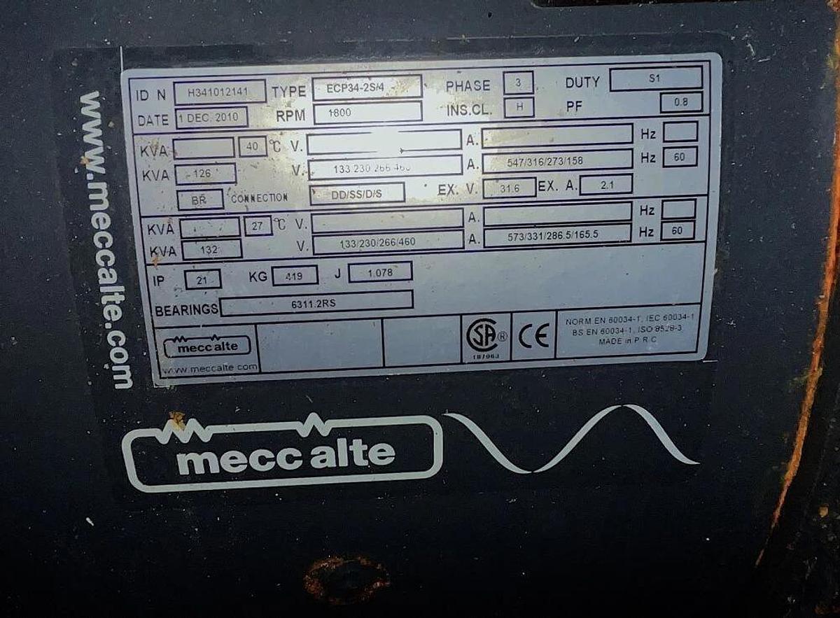 Used 126kVA Mecc Alte ECP34-2S/4 Alternator