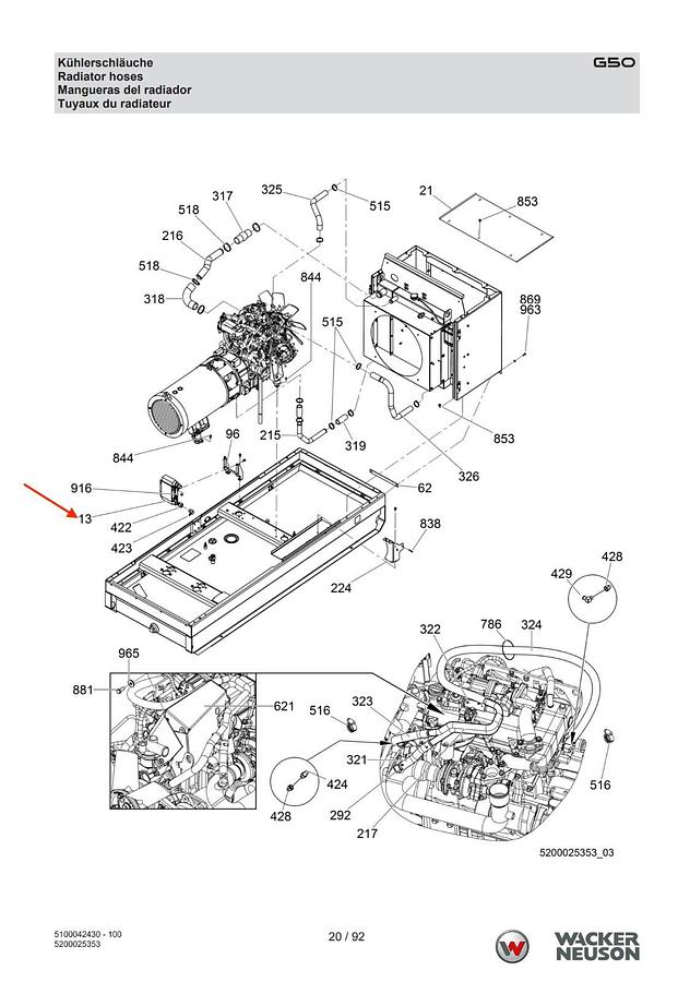 Used Wacker G50 Heat Exchanger Radiator-Fuel/Oil Cooler 250 PSI 4167015 | 5200015612