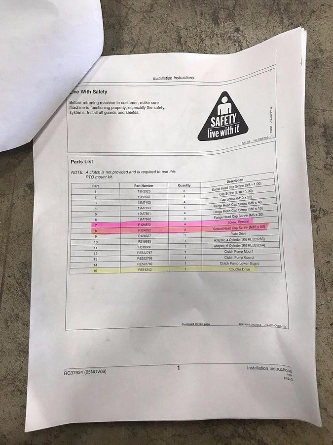 Front Mount PTO Kit John Deere Cummins | 190-0819-02 190081902