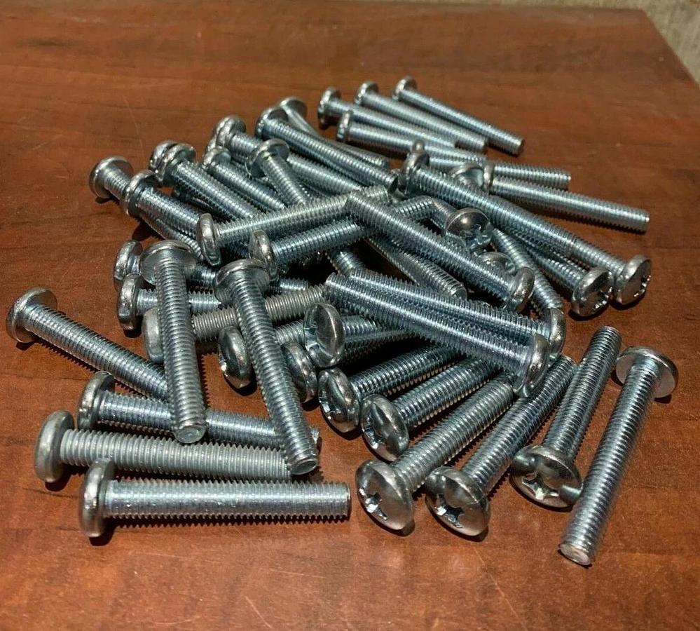 Used (50 Pack) 3/8"-20-2-1/2" Long Steel Phillips Machine Screws Coarse Thread