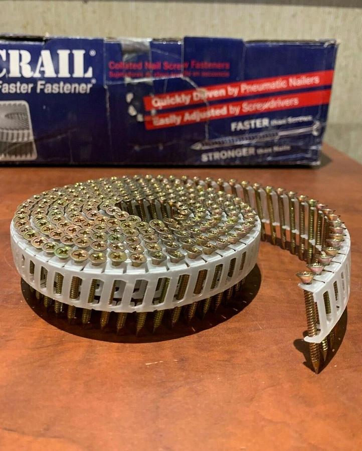 Scrail Fasco Collated Nail Screw Fasteners 1 3/8" Plastic Sheet Coil (1200 Pack)