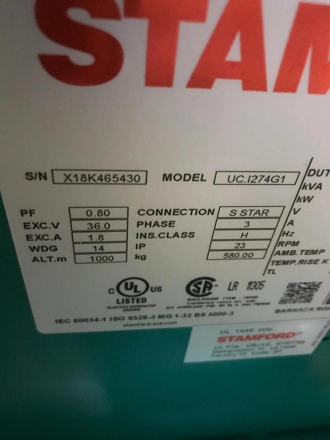 Used New 160kW Stamford Alternator UCI274G1 208/380V | P/N: 0200-3237-45