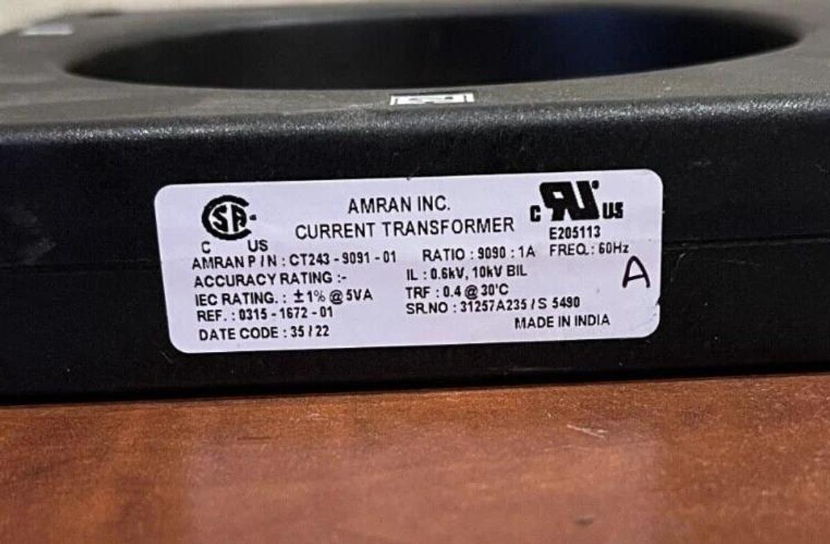 New Amran Current Transformer 9090:1A - P/N: CT243-9091-01