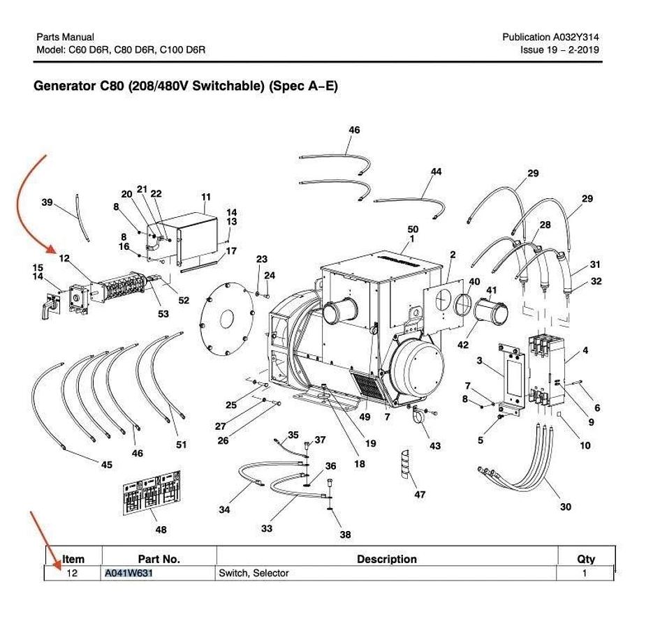 Used Used Kraus & Naimer C80 Voltage Selector - Cummins P/N: A041W631
