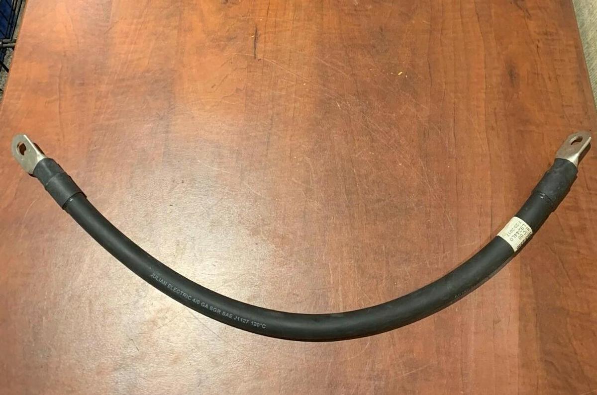 Used 27" Long 4/0 Power Cable w/ Lug Ring Terminals | CAT Caterpillar P/N: 393-2356