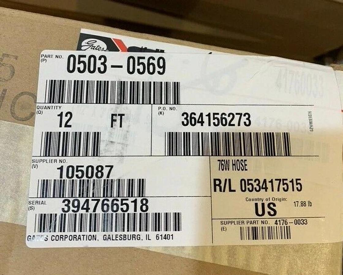 Used (4 Pack) Gates Cummins Coolant Radiator Hose 3' x 3 1/2" P/N: 503-0569 4176-003