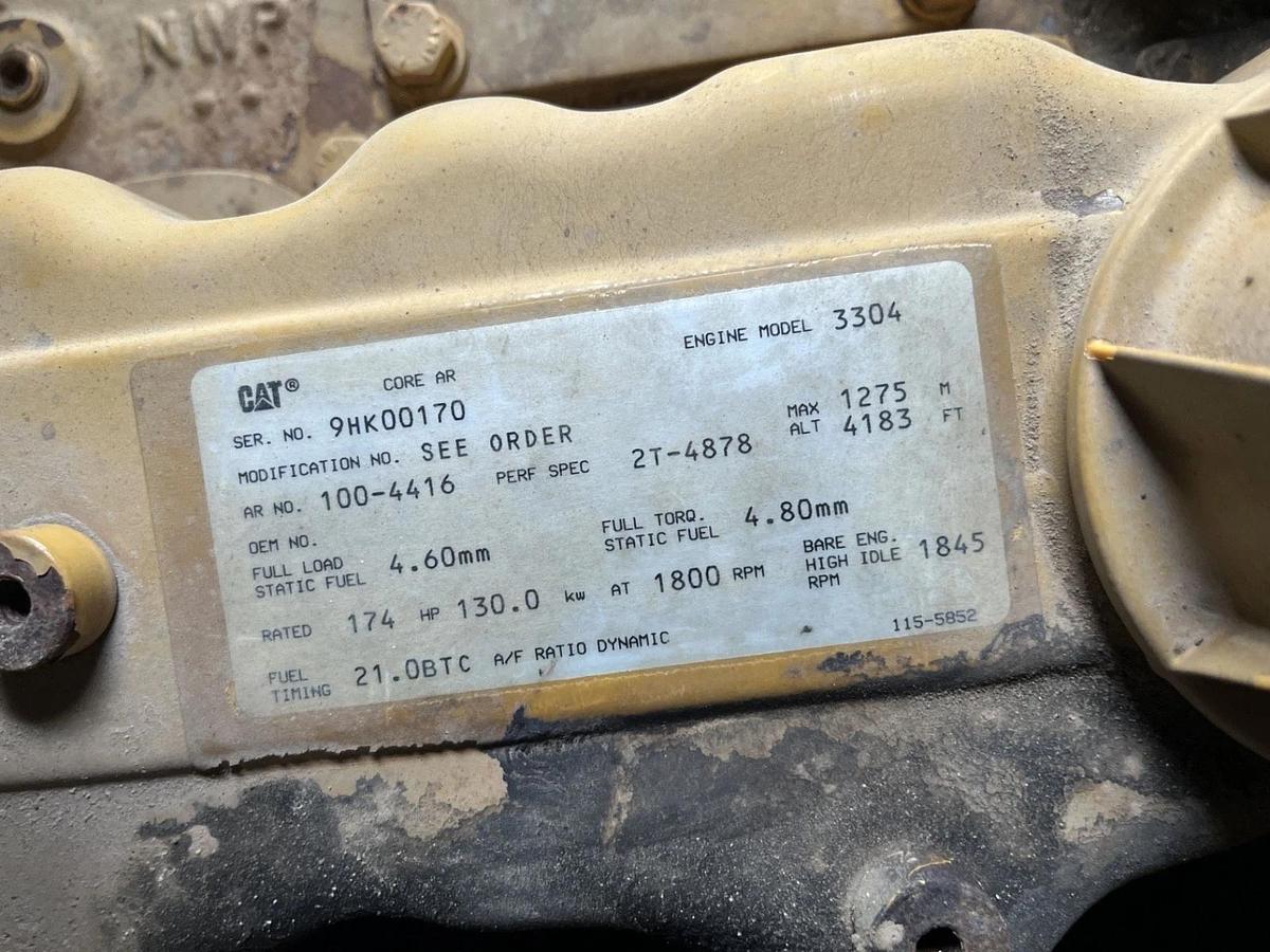 Used 113kW Caterpillar 3304 SR4B Mobile Diesel Generator - S/N: 8GK00626
