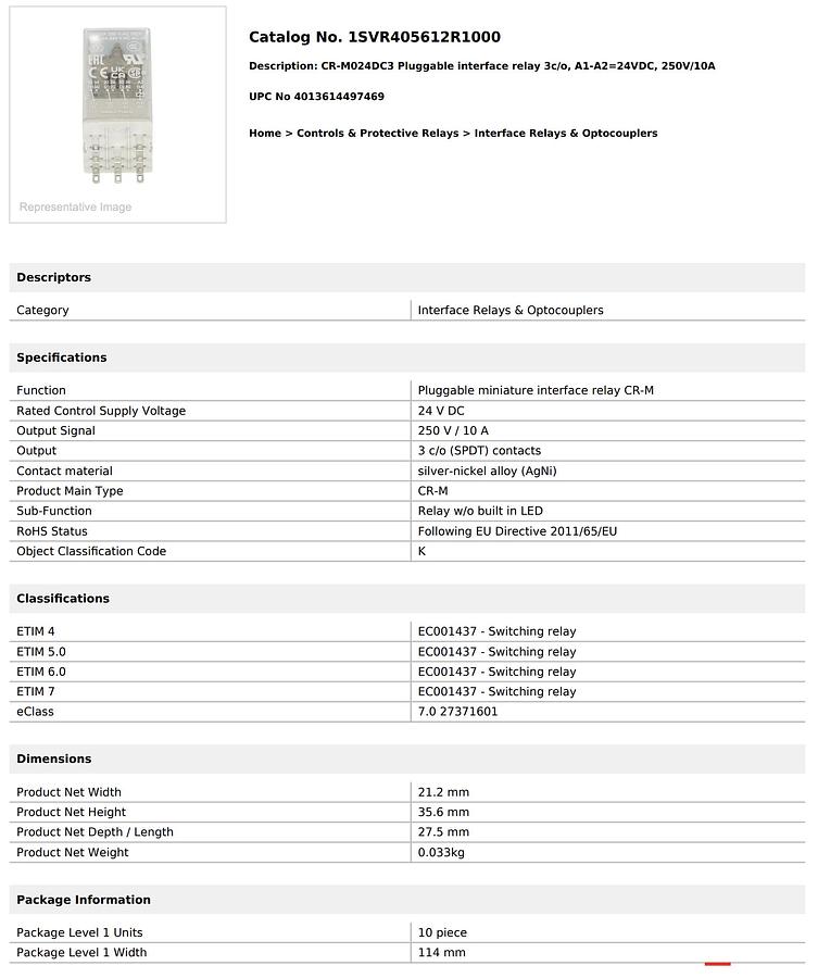 Used Used ABB 24VDC CR-M024DC3 Relay with CR-M3SS Socket