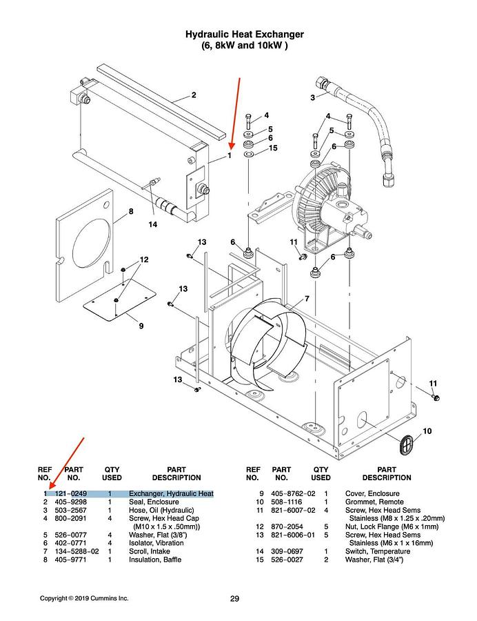 Used New Genuine OEM Onan Cummins RBAB Hydraulic Heat Exchanger PN: 121-0249 A028V931
