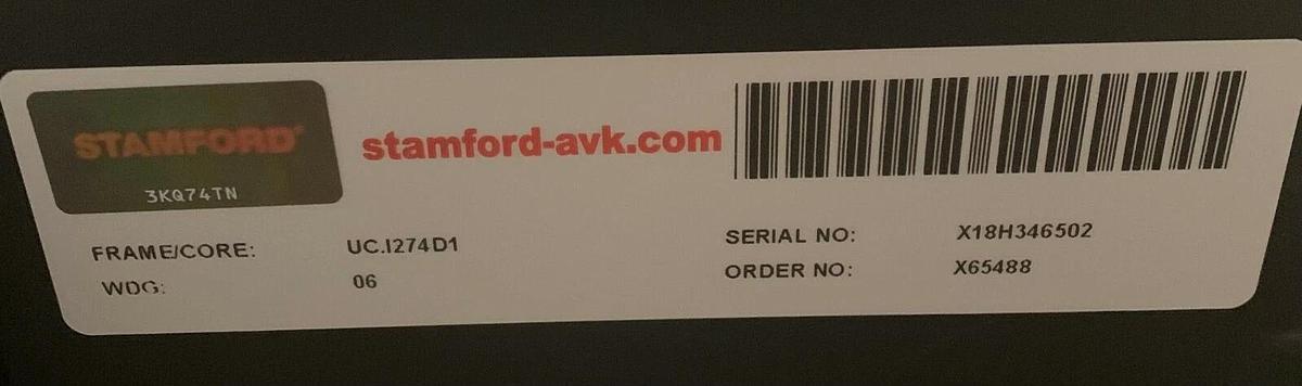 Used New 100kW Stamford Alternator Gen End UCI274D1 120/240V 1PH