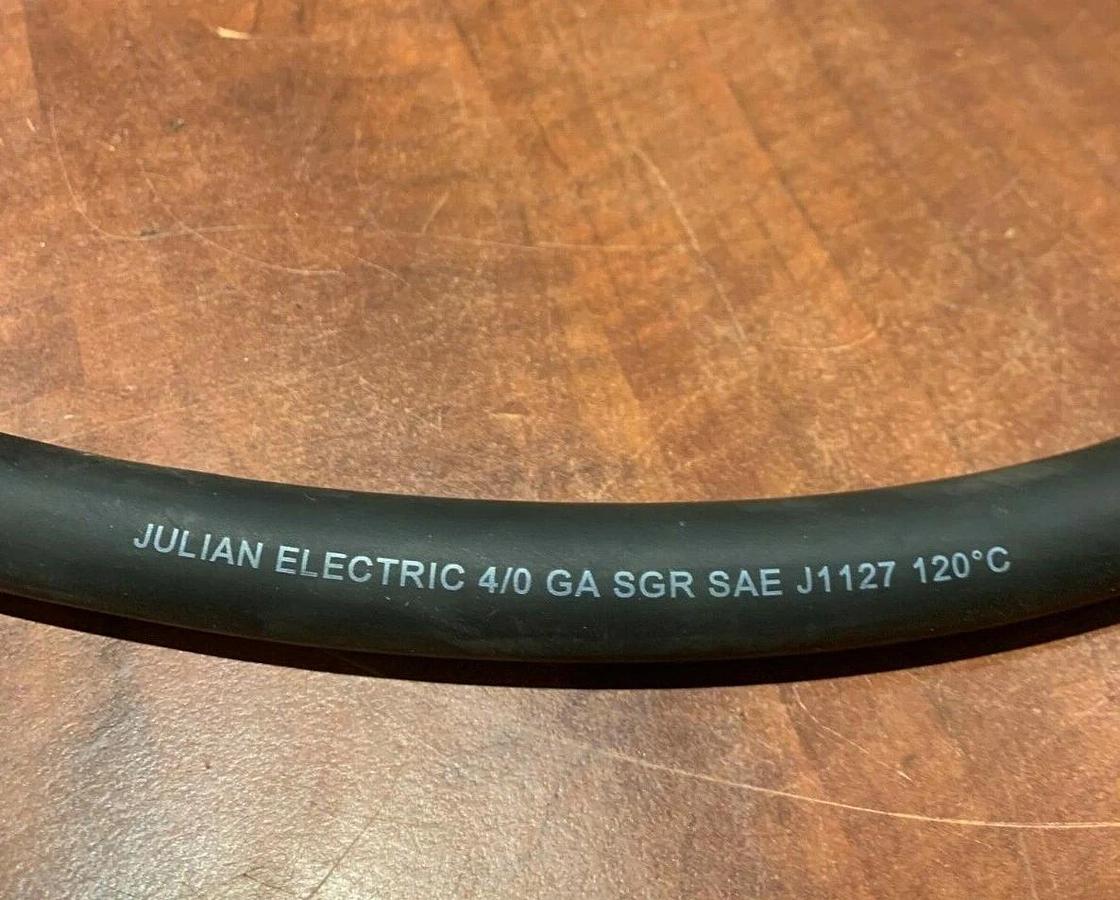 Used 27" Long 4/0 Power Cable w/ Lug Ring Terminals | CAT Caterpillar P/N: 393-2356